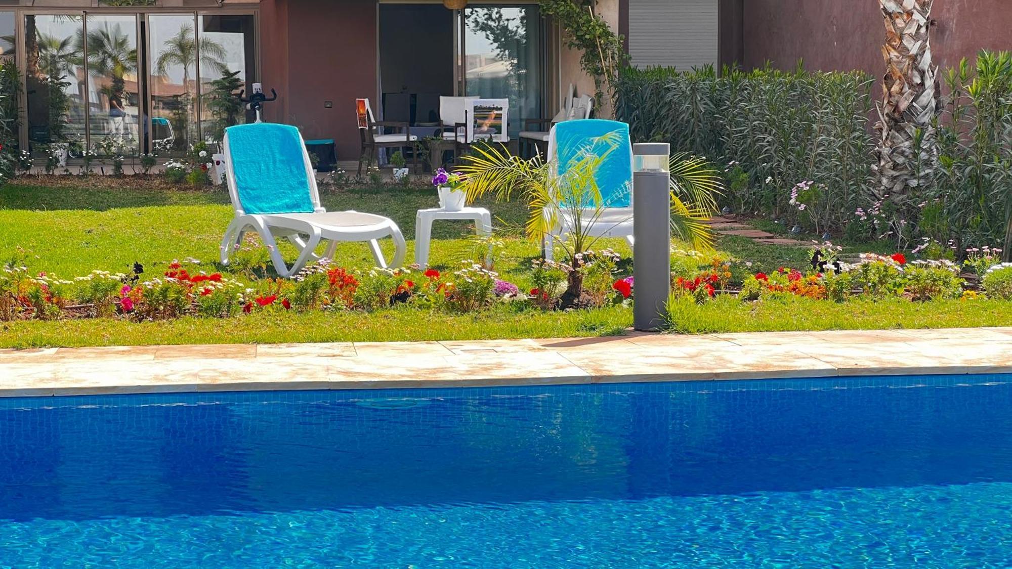 Appartement De Luxe Avec Jardin Vue Sur La Piscine Golf Securise 24H Sur 24 A 5 Minutes De L Aeroport Marrakesh Bagian luar foto
