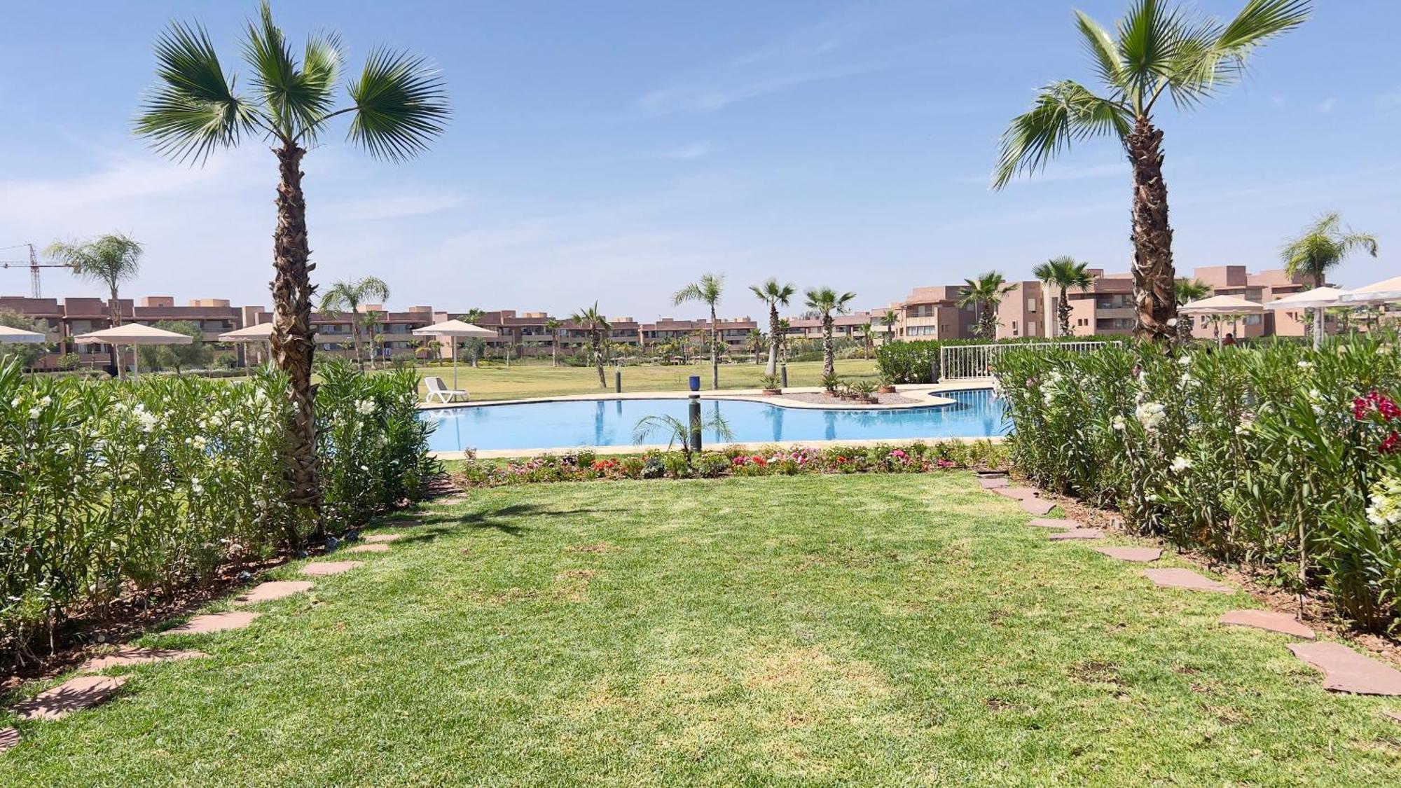 Appartement De Luxe Avec Jardin Vue Sur La Piscine Golf Securise 24H Sur 24 A 5 Minutes De L Aeroport Marrakesh Bagian luar foto